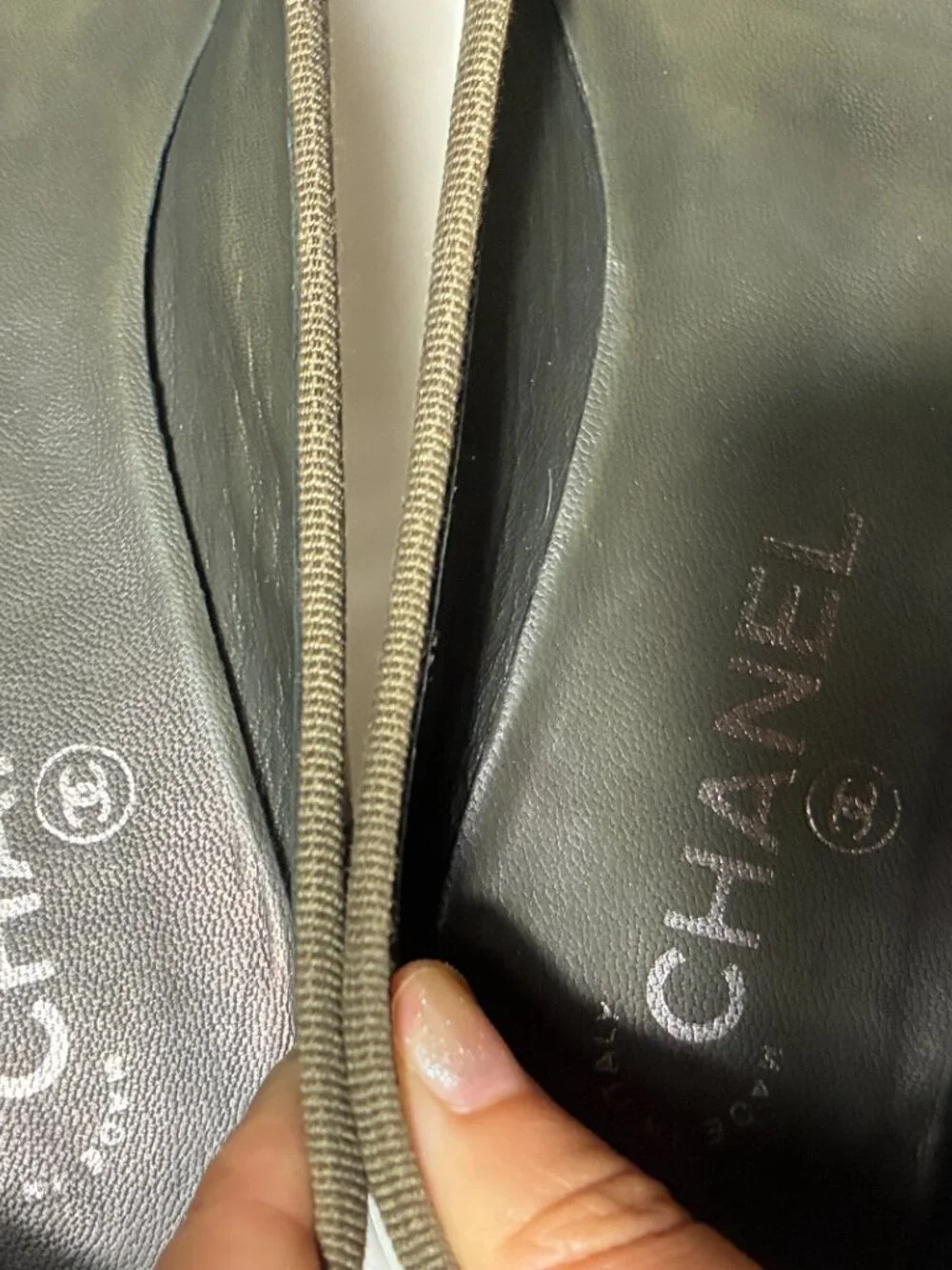 Chanel Olive Green Patent Ballet Flats 37